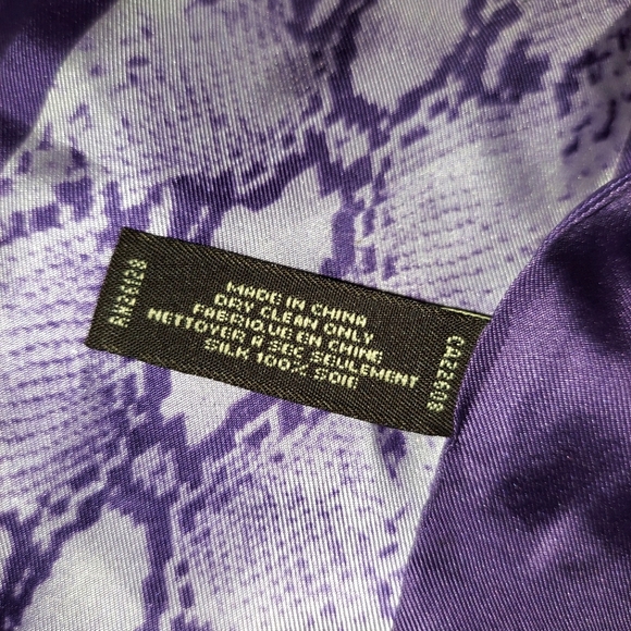 Coach Purple Snake Print Silk Scarf Sash - Picture 10 of 11